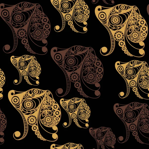 Seamless pattern with the profile of the dog 6