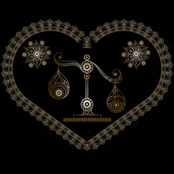 Illustration graphique du cœur avec le signe du zodiaque — Image vectorielle