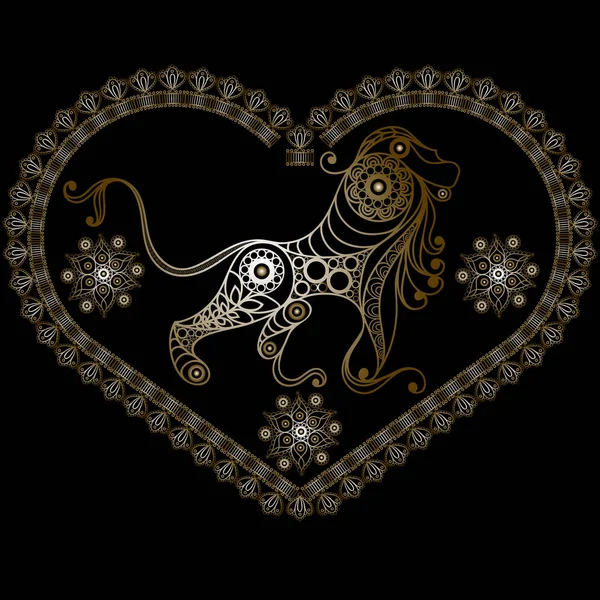 Illustrazione grafica del cuore con il segno dello zodiaco — Vettoriale Stock