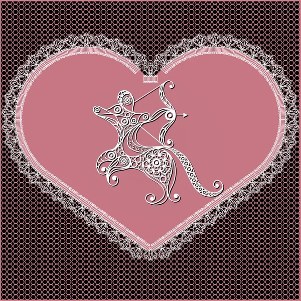 Illustrazione grafica del cuore con il segno dello zodiaco — Vettoriale Stock