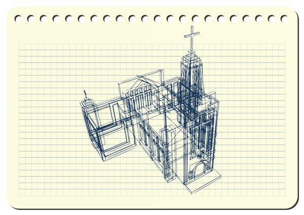Grafische Illustration mit dekorativer Architektur 5 _ 2 — Stockvektor