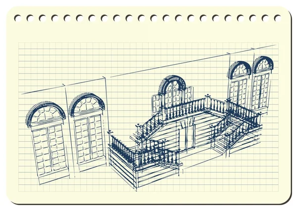 Grafisk illustration med dekorativa arkitektur 7_2 — Stock vektor