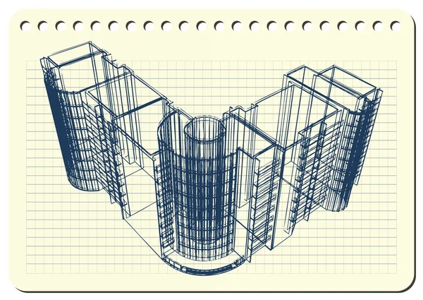 Grafische Illustration mit dekorativer Architektur 22 _ 2 — Stockvektor