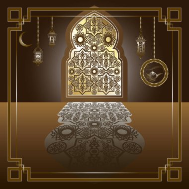 Dekoratif illüstrasyon parlak pencere 2 ile