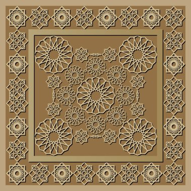 Graphic pattern with a bas-relief of Ramadan 15 clipart