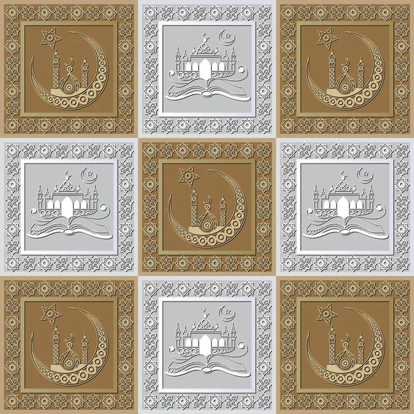 Motif graphique avec un bas-relief du Ramadan 39 — Image vectorielle