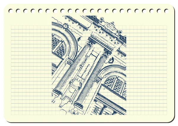 Grafisk illustration med dekorativa arkitektur 7 — Stock vektor