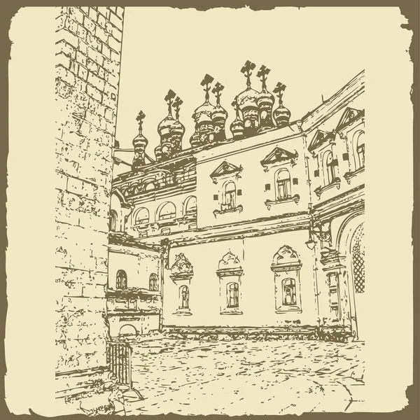 Grafische Illustration mit dekorativer Architektur 19 — Stockvektor