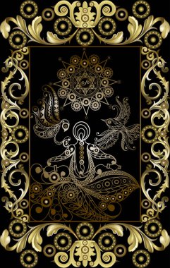 Gizli tarot kartı ile soyut grafik tasarım. Major Arcana - Star. Davet, el ilanı, etiket, poster, afiş, kart, etiket, kapak, web için uygundur. Vektör çizim.