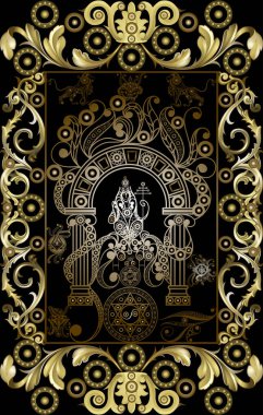 Gizli tarot kartı ile soyut grafik tasarım. Major Arcana - Hierophant. Davet, el ilanı, etiket, poster, afiş, kart, etiket, kapak, web için uygundur. Vektör çizim.