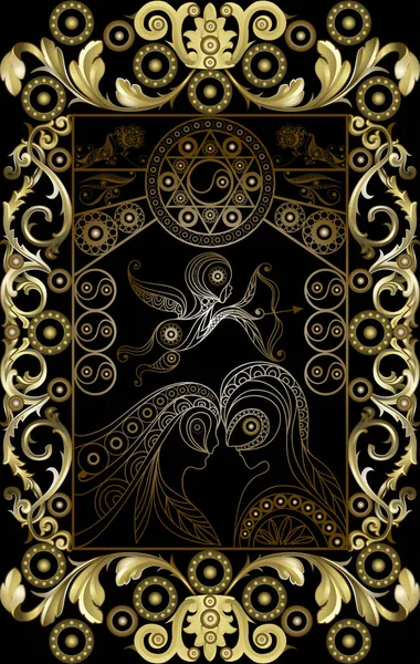 Diseño Abstracto Gráfico Con Carta Oculta Del Tarot Major Arcana — Vector de stock