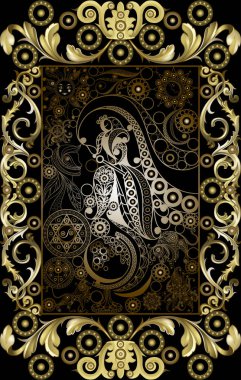 Gizli tarot kartı ile soyut grafik tasarım. Major Arcana - dünya. Davet, el ilanı, etiket, poster, afiş, kart, etiket, kapak, web için uygundur. Vektör çizim.