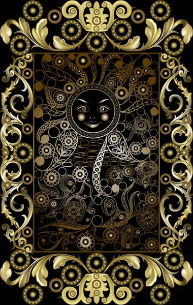 Graphisme Abstrait Avec Carte Tarot Occulte Major Arcana Soleil Convient — Image vectorielle