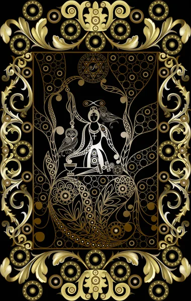 Graphisme Abstrait Avec Carte Tarot Occulte Major Arcana Magicien Mountebank — Image vectorielle