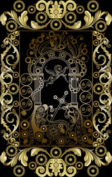 Gizli tarot kartı ile soyut grafik tasarım. Major Arcana - yargı (melek). Davet, el ilanı, etiket, poster, afiş, kart, etiket, kapak, web için uygundur. Vektör çizim.