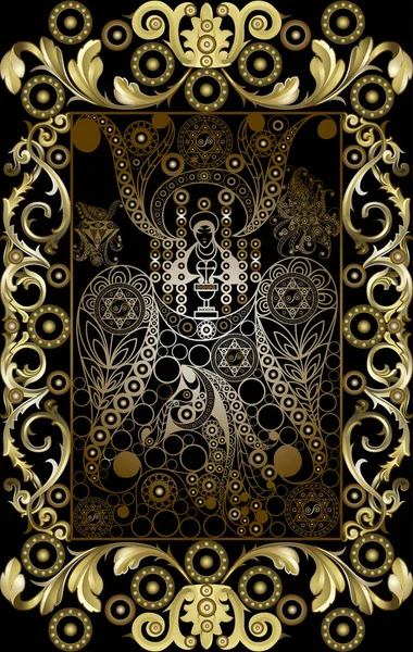 Graphisme Abstrait Avec Carte Tarot Occulte Major Arcana Chariot Convient — Image vectorielle