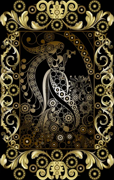 Gizli tarot kartı ile soyut grafik tasarım. Major Arcana - Temperance. Davet, el ilanı, etiket, poster, afiş, kart, etiket, kapak, web için uygundur. Vektör çizim.