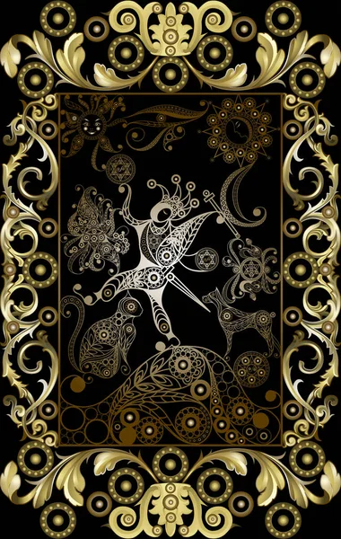 Graphisme Abstrait Avec Carte Tarot Occulte Major Arcana Fou Convient — Image vectorielle