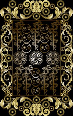 Tarot kartlı grafiksel soyut tasarım. Minor Arcana - Kılıç Yedilisi. Davetiye, ilan, çıkartma, poster, afiş, kart, etiket, kapak, web için uygun. Vektör illüstrasyonu.