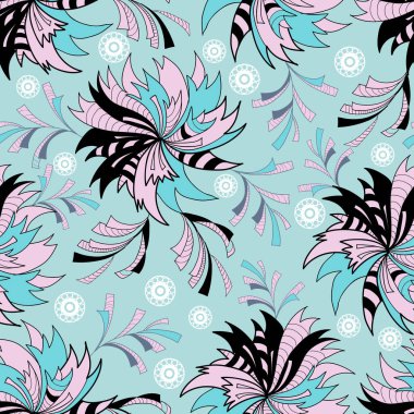 Çiçek siluetiyle kusursuz biçimlendirilmiş soyut desen (arkaplan). Çiçek dokusu.