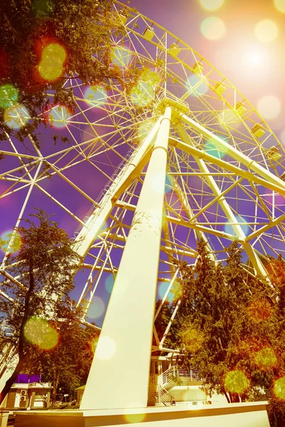 Une grande roue dans un parc d'attractions — Photo