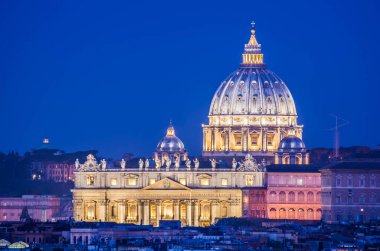 Vatikan tarafından Pincio, Villa Borghese, Rome, İtalya görüldüğü gibi gece