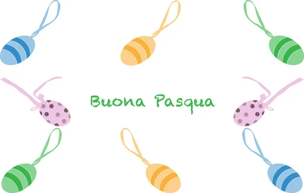 Mutlu Paskalya tebrik kartı vektör çizim, İtalyan versiyonu