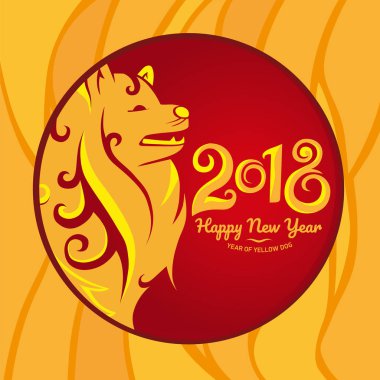 Sarı bir köpek. Mutlu Çin yeni yılı 2017. Vektör