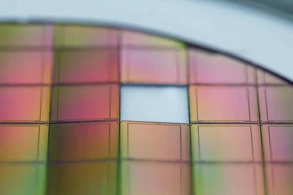 Macro Wafer Silicio Focus Selettivo — Foto Stock