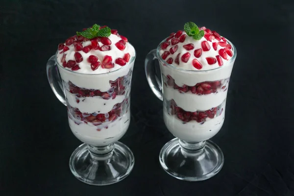 pomegranate dessert with cream