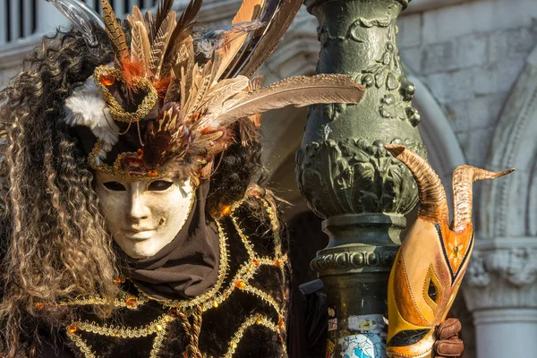 Máscara Tradicional Carnaval Veneziano Mascarada Veneza Itália — Fotografia de Stock