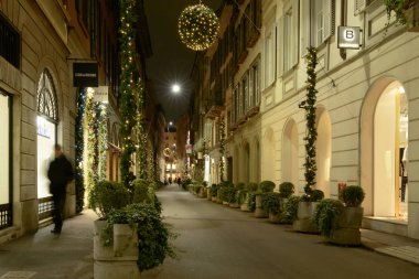 Via Santo Spirito, Milan, İtalya, Noel ışıkları