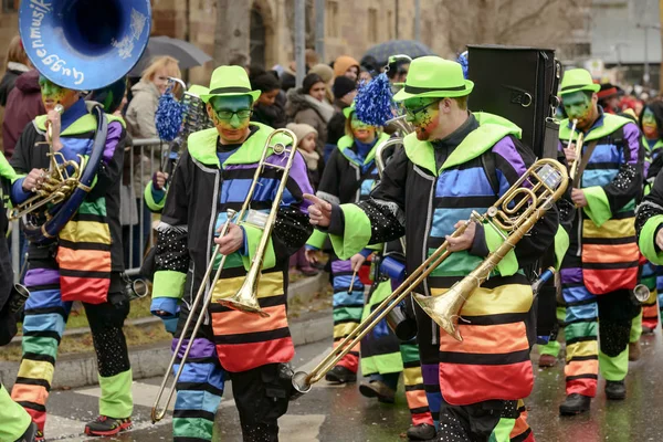 Brass line  at Carnival parade, Stuttgart — Stock Photo, Image