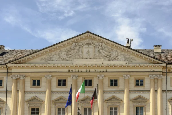 Gable at Classical Town Hall, Aosta, Italy — Stock Photo, Image