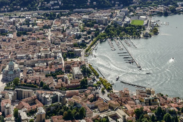 Kikötő-tó légi, Como, Olaszország — Stock Fotó