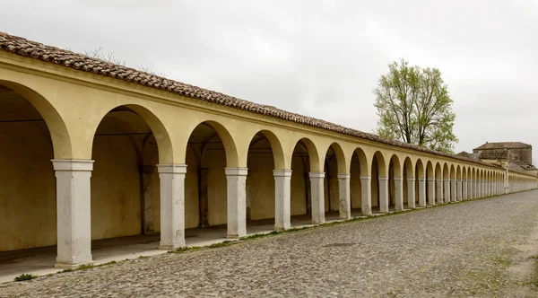 Veduta Archi Pilastri Del Lunghissimo Camminamento Barocco Coperto Santa Maria — Foto Stock