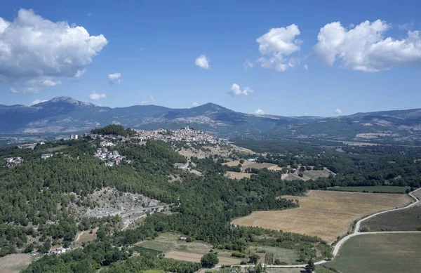 Grumento Nova village aerial from west, Italy — Stock Photo, Image