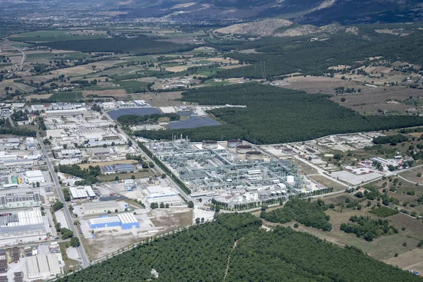 Aerial of industrial plant in Agri valley, Italy — Stock Photo, Image