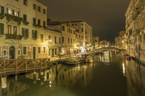 nightlife on canal embankment at Cannareggio neighborhood, Venice, Italy