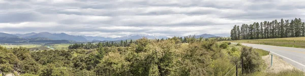 Landskap Med Väg Böjning Frodig Vegetation Grön Landsbygd Skjuten Starkt — Stockfoto