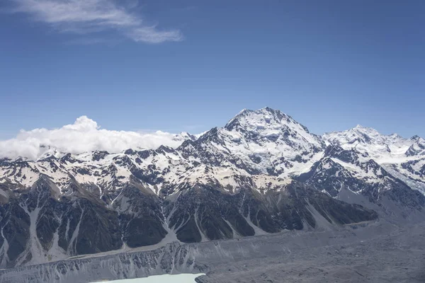 Antenne Van Een Zweefvliegtuig Met Kok Piek Tasman Gletsjer Geschoten — Stockfoto