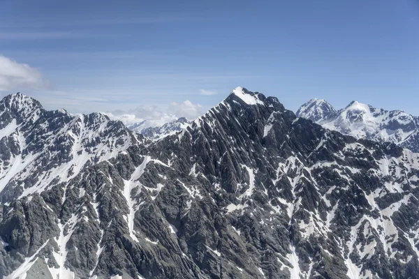 Aerial Glider Dark Rocky Slopes Cliffs Liebig Range Shot Bright — Stock Photo, Image