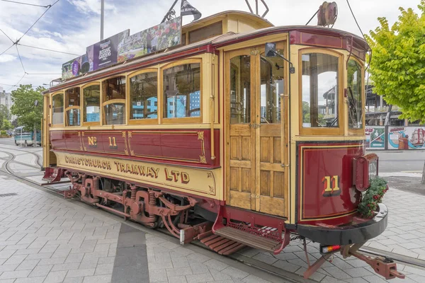 Christchurch Nouvelle Zélande Décembre 2019 Tramway Touristique Historique Tourné Sous — Photo