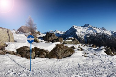 snow path in mountain, Valle d'Aosta, Italy clipart
