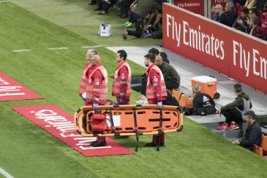 Milan, İtalya-Mayıs 7, 2017: Ac Milan rakip olarak Roma, san siro Stadyumu, Milan, İtalya serie bir futbol maç. Sonuç 1-4.