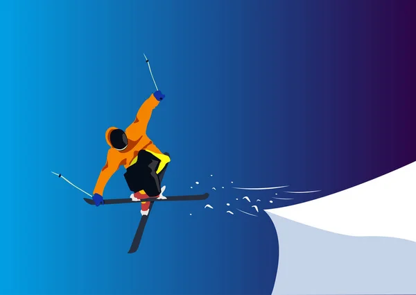 Człowiek narciarstwo alpejskie — Wektor stockowy