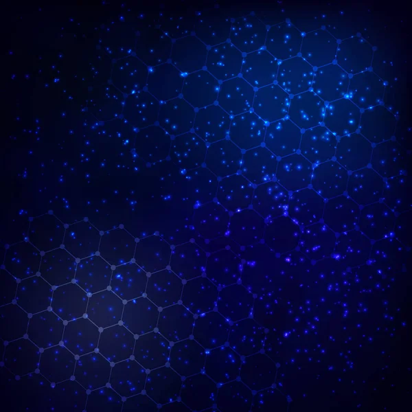 Αφηρημένη cosmos φόντο με ένα πλέγμα από εξάγωνα — Διανυσματικό Αρχείο