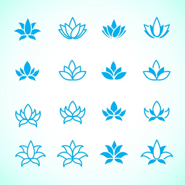 Lotosu kwiat logo różne ikony zestaw — Wektor stockowy