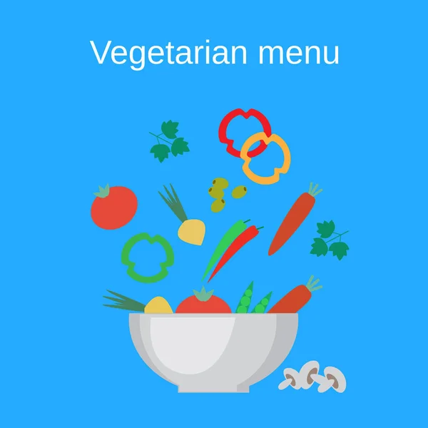 Saladeira e legumes frescos — Vetor de Stock