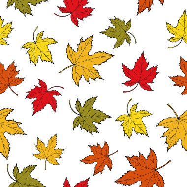 Seamless modeli ile renkli sonbahar akçaağaç yaprakları